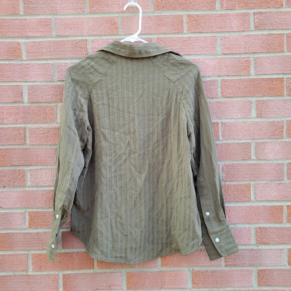 Everlane The City Stripe Shirt in Olive size 0 - Picture 4 of 8
